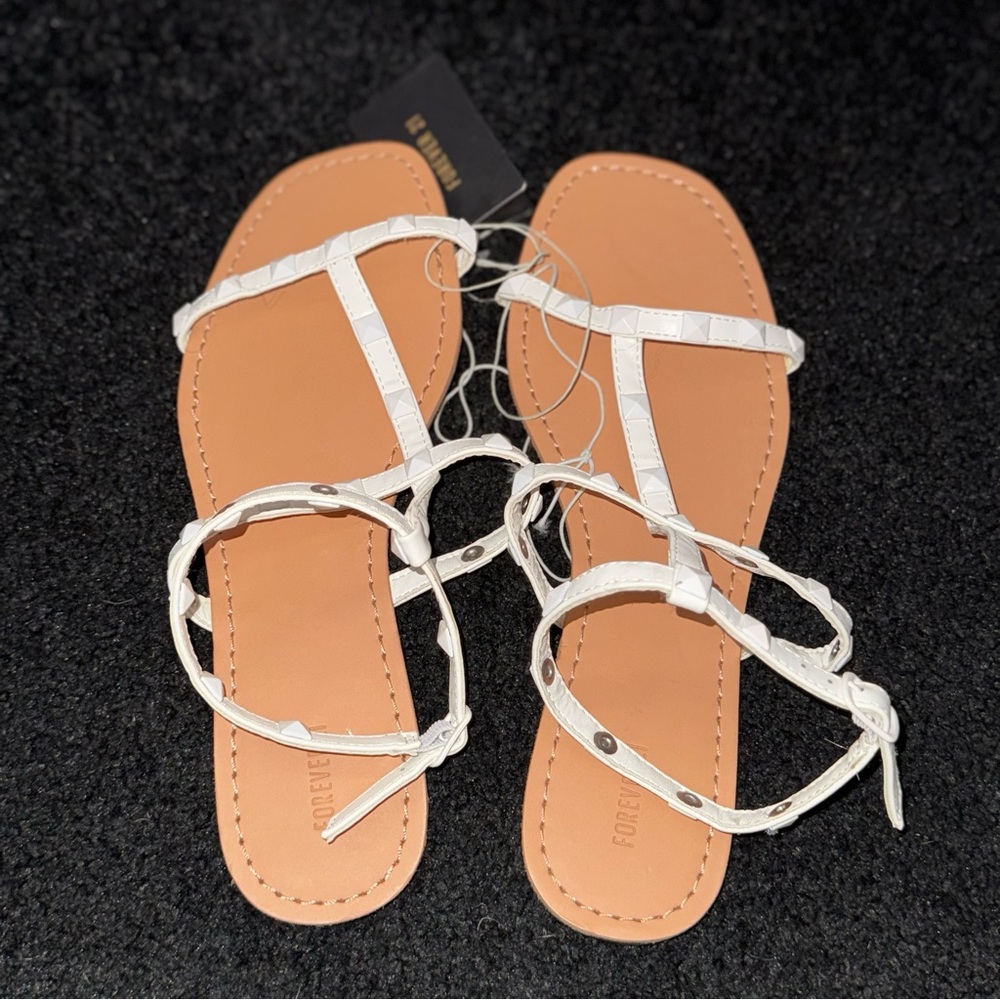 Forever 21 White Strappy Sandals Minimalist Design